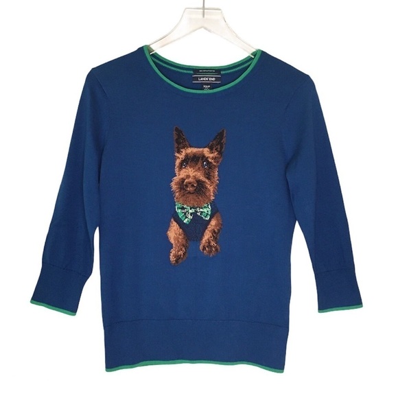 LAND’S END Dapper Dog Cotton Crewneck Sweater Size XSP - Picture 1 of 12